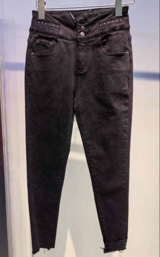 Z1高腰裤脚不车边底抓绒小脚牛仔裤40908 冬季 213154091001 商品图6