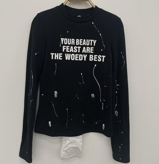 B1小立领泼墨打底长袖T恤41015（黑） 冬季 344030080321 商品图4