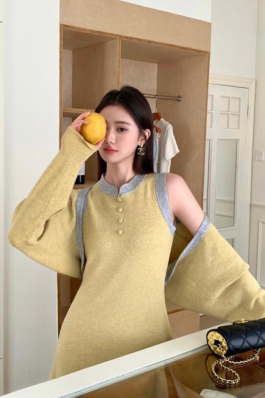 amadella 温柔撞色针织开衫背心裙套装 19165 商品图3