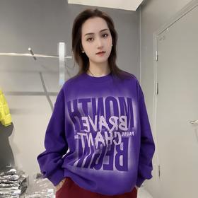 ZB1圆领大字母图案卫衣41005（紫黑） 冬季 944010240321