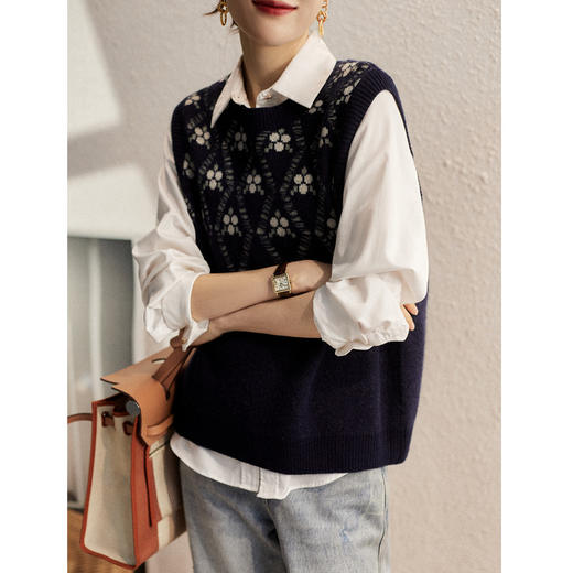 KQL E54M6230气质无袖针织马夹外穿毛衣小香风叠穿马甲 商品图3