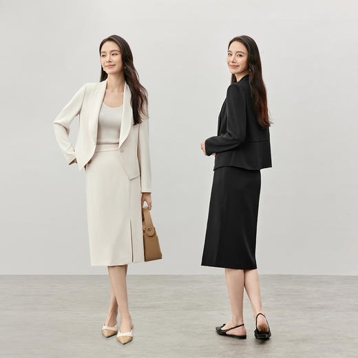 【内购】小个子系列职场通勤/气质青果领西装套装开衩半裙高级感套装-56886 商品图2