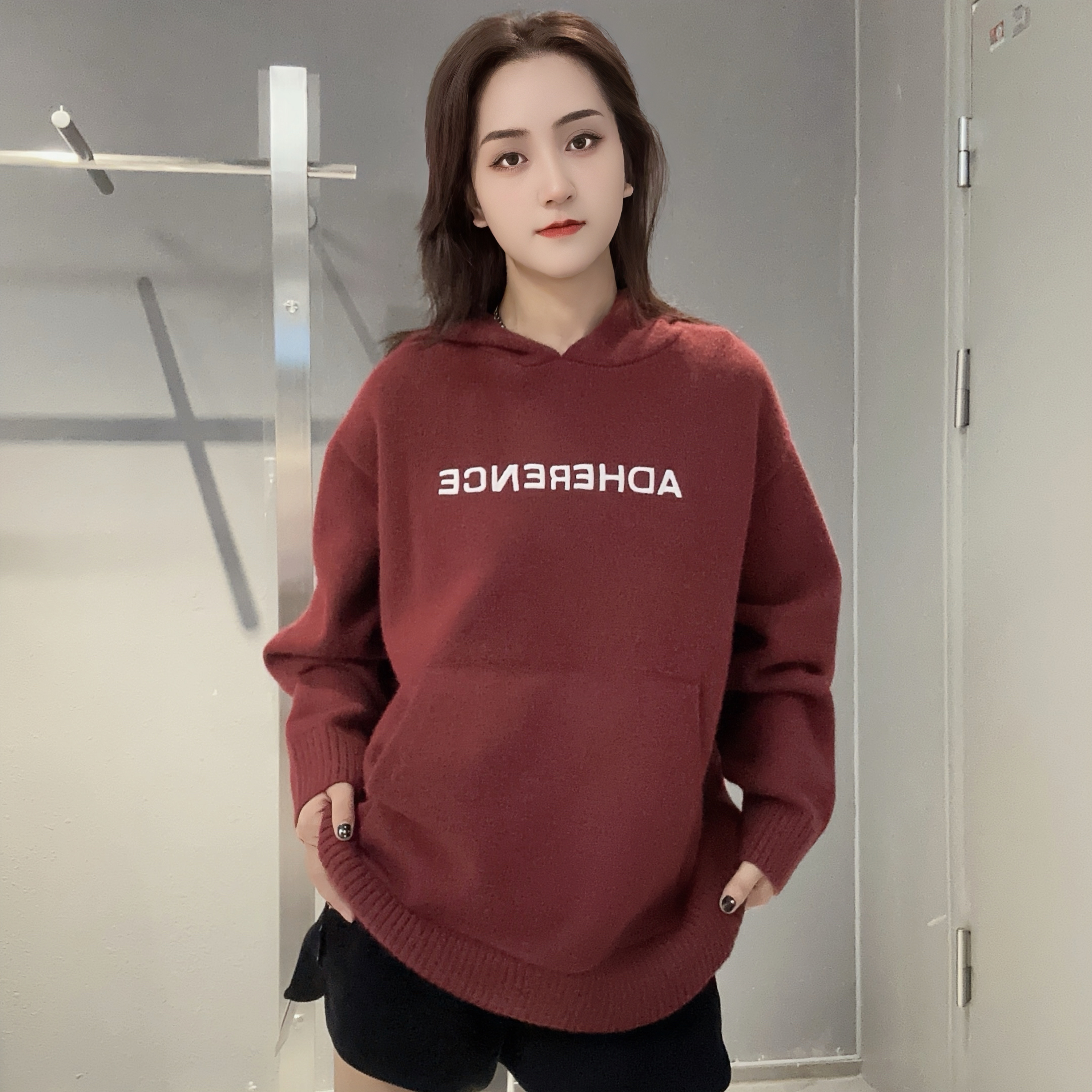 ZB1帽领小图宽松毛织上衣41005 冬季 244010470321