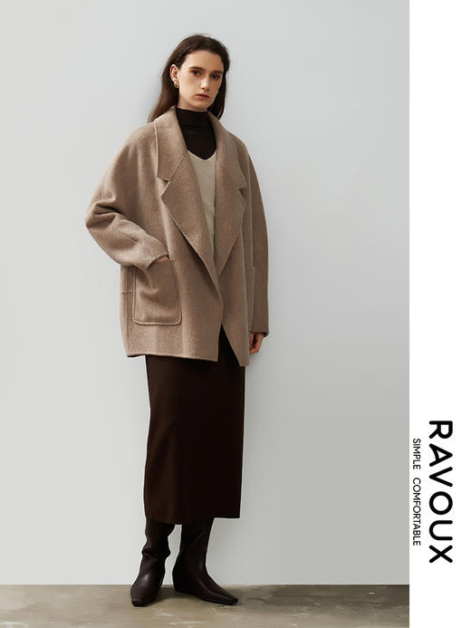 264269909中长牦牛绒混纺大衣 商品图3