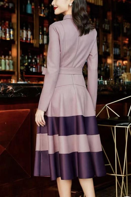 Le Malene 优雅气质麂皮绒撞色连衣裙 19150 商品图2