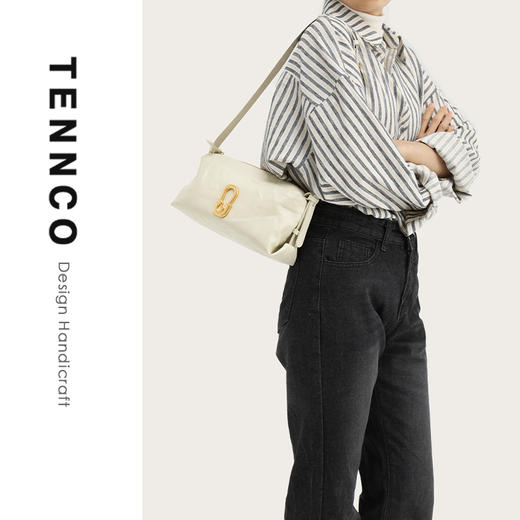 TENNCO【白金包】头层植鞣牛皮小方包真皮腋下包单肩斜挎包包 商品图3