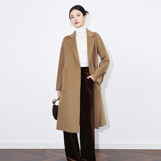 【高货wl】全新升级【铂金会员809/天猫1099/差价290】(12822) 洛诗琳秋冬双面呢中长款高级感气质美拉德100%羊毛呢大衣 商品图3