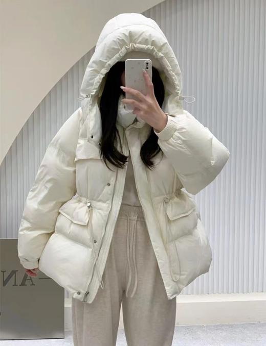 【YW】无忧购韩版抽绳收腰显瘦小个子连帽百搭50%白鸭绒羽绒服24012（截单后7天发货)25年清仓捡漏 商品图2