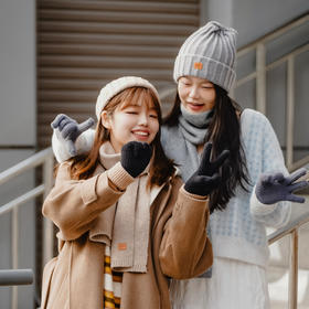 秋冬系列袋鼠团团拼色手套