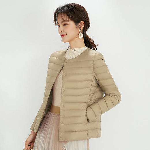 【新款轻薄羽绒服】白鸭绒秋冬季内胆 圆领V领两穿大码修身短款外套 商品图2