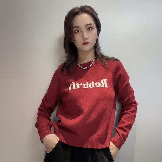 Z2圆领撞色小字母毛织上衣40930（红） 冬季 244010530321 商品图0