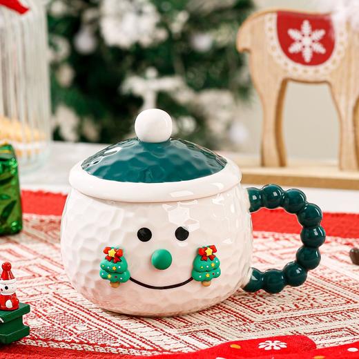 创意圣诞陶瓷杯马克杯带盖家用喝水杯高颜值圣诞节礼物礼品咖啡杯 商品图2