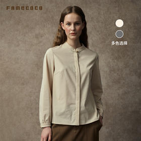 Famecoco范可儿中式立领双色棉麻加厚衬衫FAC8BH001