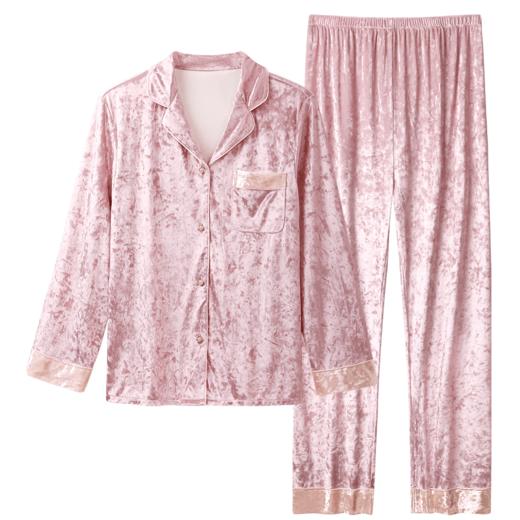 J1-【轻奢金丝绒】润微女士家居服女优雅舒适高级感秋季长袖可外穿睡衣女  柔光铃兰/月光奏鸣 商品图3