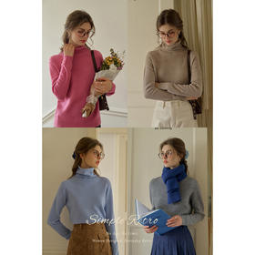 SimpleRetro柔云触感 全羊毛高领毛衣打底衫女秋冬软糯内搭针织衫