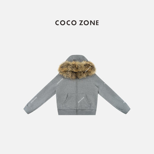 COCO ZONE 秋冬设计感毛领可拆卸连帽开衫外套CC1D2571 商品图0