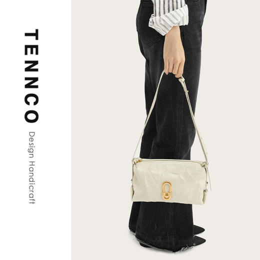TENNCO【白金包】头层植鞣牛皮小方包真皮腋下包单肩斜挎包包 商品图4