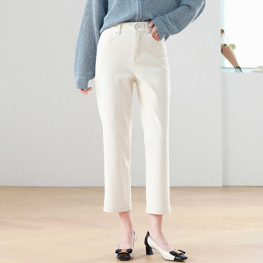 火桐hooton 四面弹天花板 莱赛尔米白加绒牛仔裤991/992 商品图4