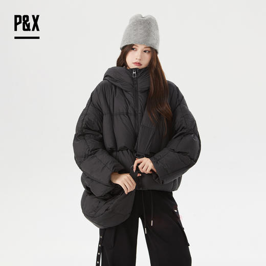 P&X设计师女装宽松休闲短款羽绒服824424286 黑色 商品图2