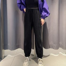 N1腰头抽绳小字母刺绣哈伦束脚长裤41105（黑） 冬季 144050050321