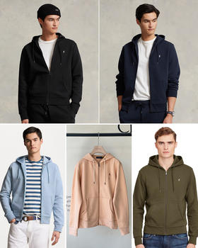 单品包邮现货 THS-无  RL家 RL polo马球双面针织连帽拉链外套 5色 QF082