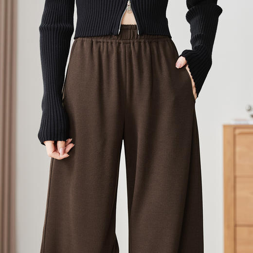 逸阳【美拉德垂坠坑条休闲裤】女香蕉裤2024新秋冬阔腿裤哈伦拖地长裤1526V 商品图6