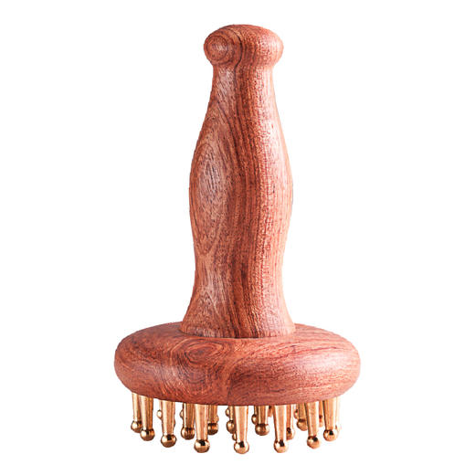 *自营*黄铜经络按摩刷 | 黄铜梳齿29颗长柄把手柄花梨木材质厚实握感易用力宽长大齿圆滑按摩日常按摩器可梳头。 商品图4