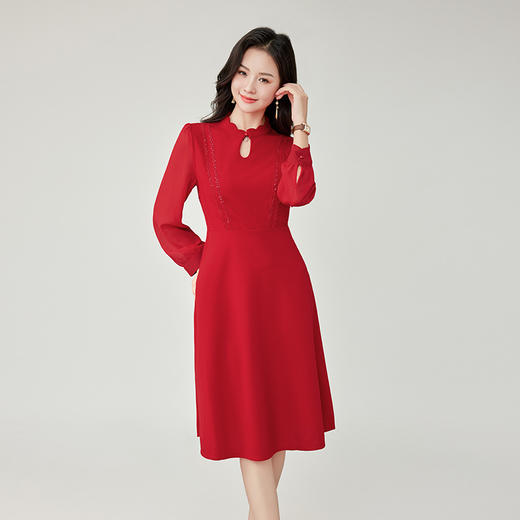 奢姿2秋季新款大码女装气质圆领连衣裙胖妹妹减龄优雅裙子9931852534 商品图2