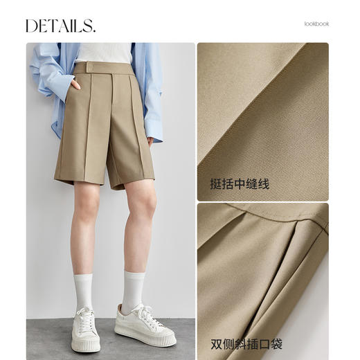 【内购】25年春通勤系列都市白领日常休闲通勤中裤立体折长直腿型西装短裤-57966 商品图4