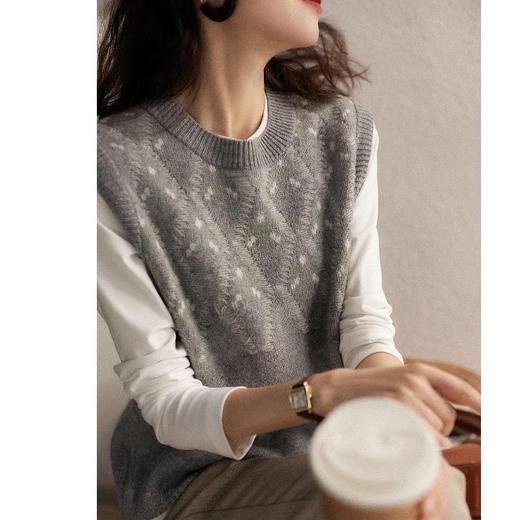 KQL E54M6230气质无袖针织马夹外穿毛衣小香风叠穿马甲 商品图2