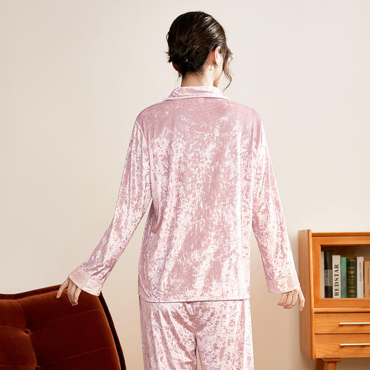 J1-【轻奢金丝绒】润微女士家居服女优雅舒适高级感秋季长袖可外穿睡衣女  柔光铃兰/月光奏鸣 商品图1