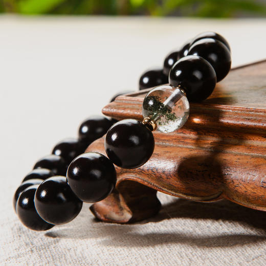 绿幽灵顶珠清代檀香紫檀家具老料制手串直径1.2cm 商品图3