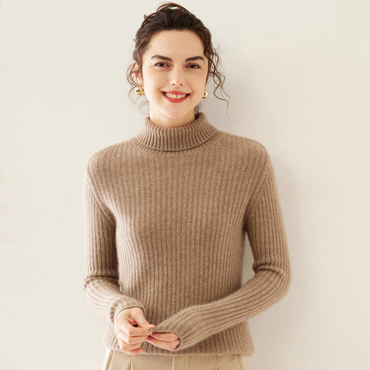 【自】全新升级【铂金会员441/天猫599/差价158】(12646) 洛诗琳秋冬新款纯色高领套头羊绒羊毛混纺修身打底针织毛衫 商品图4