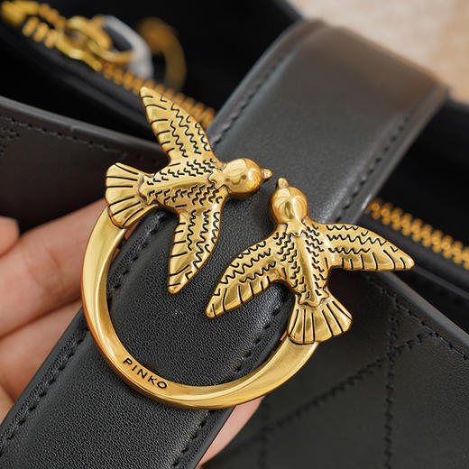 PINKO女士包袋菱格纹方链时尚皮革飞鸟燕子包水桶包1P22L3 Y81J  【G】 商品图2