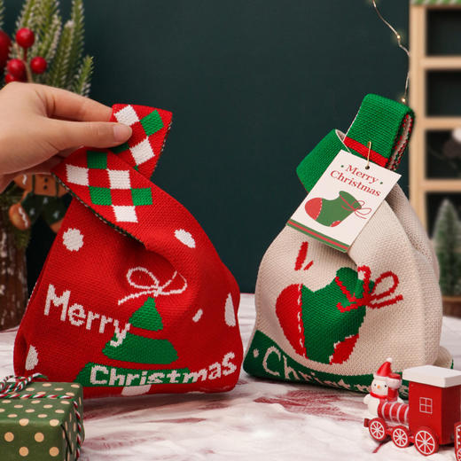 平安夜的礼物袋【圣诞针织袋！节日氛围满满】新款圣诞节礼物礼品袋高级感圣诞小礼品包装平安夜礼物苹果包装盒。ry 商品图1