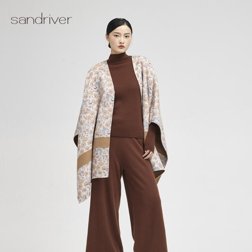 西藏羊绒双面呢“吉祥狮”印花斗篷SJF96W368N 商品图3