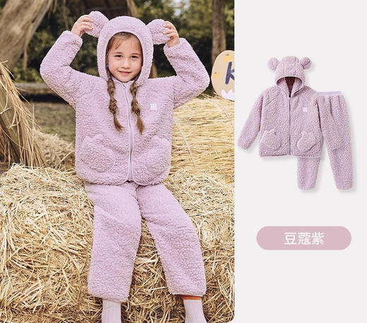 【加厚保暖】秋冬羊羔毛儿童家居服睡衣男童家居服女孩珊瑚绒小熊宝宝冬季睡衣可外穿 商品图6