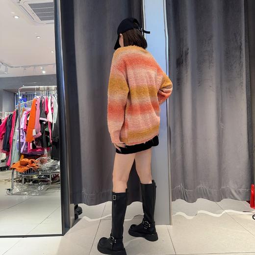 N圆领彩虹条长袖套头毛织41010（黑） 冬季 944010120321 商品图1