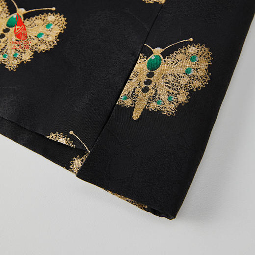 SAINTJOY/上久楷 女式宋锦马甲 中式上衣 中国风 复古 黑金蝴蝶 黑金绿 CY1044207005 商品图10