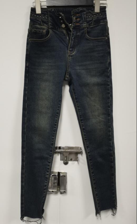 Z1高腰裤脚不车边底抓绒小脚牛仔裤40908 冬季 213154091001 商品图7