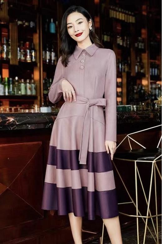 Le Malene 优雅气质麂皮绒撞色连衣裙 19150 商品图0