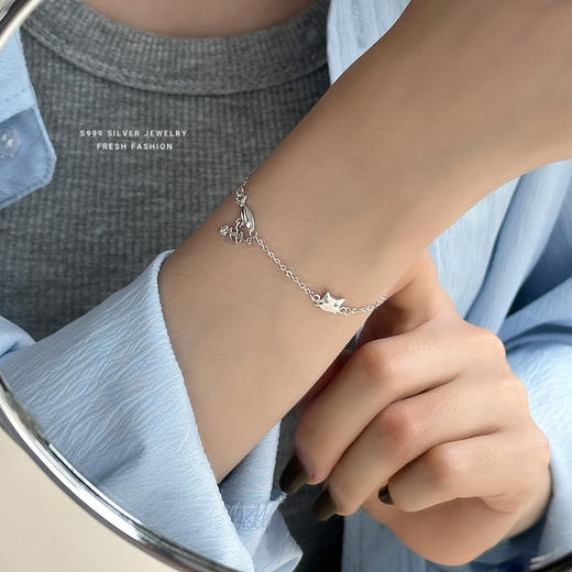 【可爱猫鱼】S999银手链【YXS-L857】 商品图3