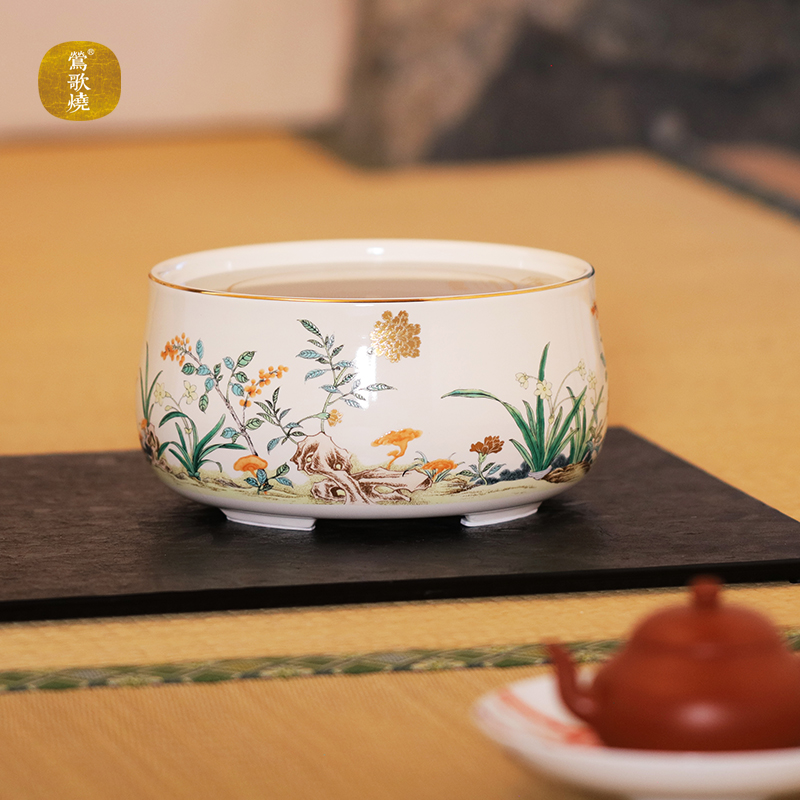 【莺歌烧旗舰店】粉彩灵竹水仙