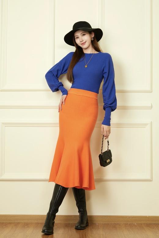 ANSUABEL 时尚多巴胺撞色针织上衣半裙套装 19182 商品图2