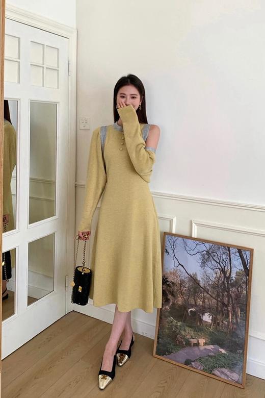 amadella 温柔撞色针织开衫背心裙套装 19165 商品图2