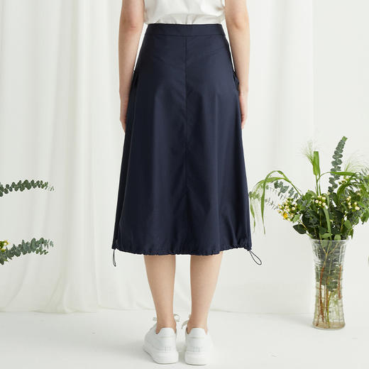 VIVIAN LIU R2414002梅春女装新款时尚腰部系扣下摆抽绳A字半裙 商品图1