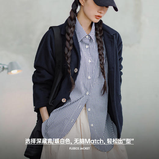 马登美式摇粒绒翻领外套暖呼呼保暖夹克休闲开衫抓绒上衣冬季女 商品图4