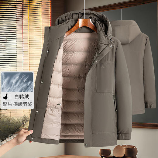 罗蒙秋冬男装羽绒服男士休闲连帽不可卸纯色短款保暖外套羽绒服男 商品图1