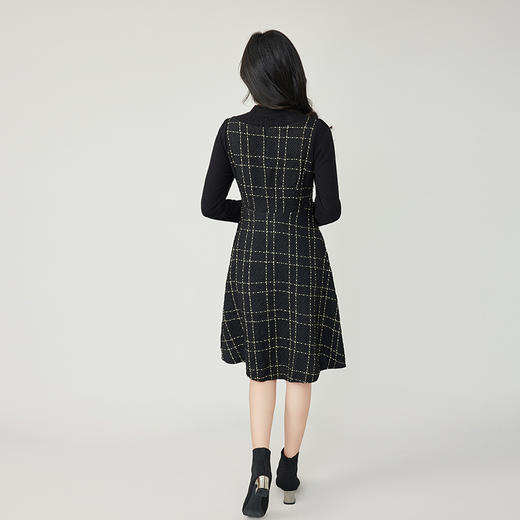 奢姿2024年冬季新款大码女装减龄格纹拼接连衣裙胖妹妹时尚裙子 商品图3