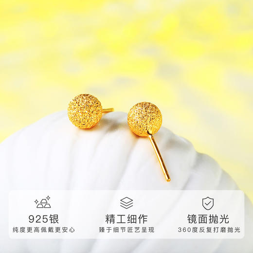 Winy925纯银金色年华耳钉送女友闺蜜节日生日礼物 商品图2